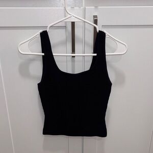 Babaton Black Ribbed Crop Top Aritzia